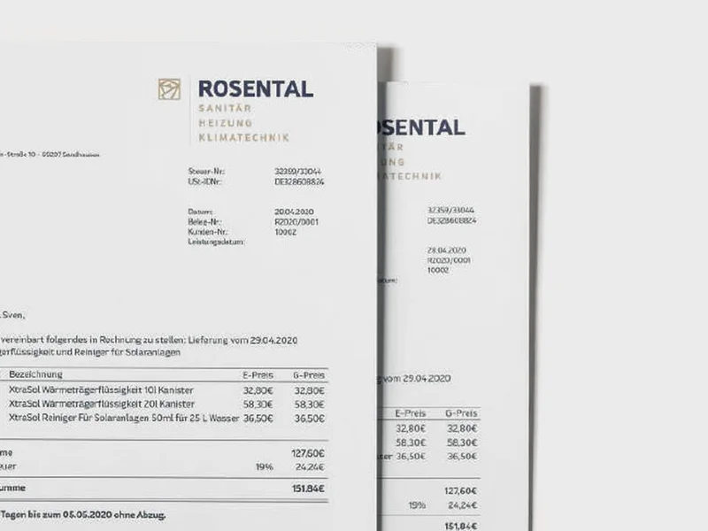 Briefbogen von Rosental Sanitär, Heizung, Klimatechnik