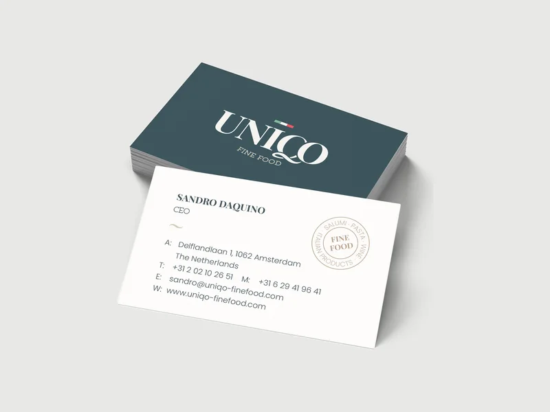 Visitenkarten von Uniqo Fine Food