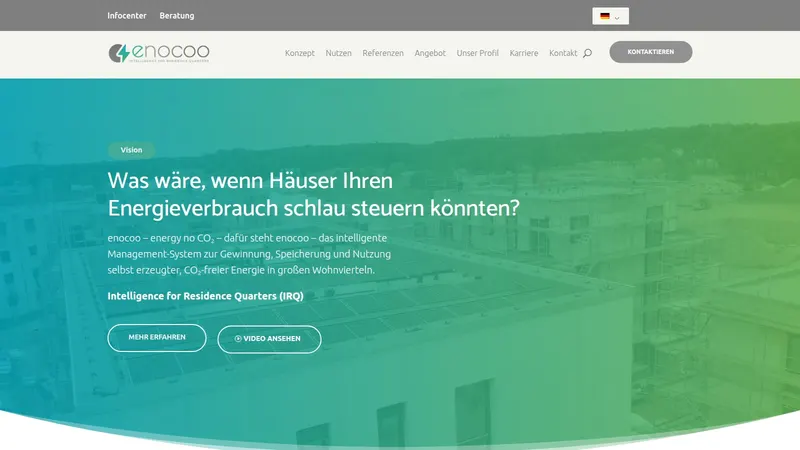 Website von enocoo, Energie und Umwelt, Startseite