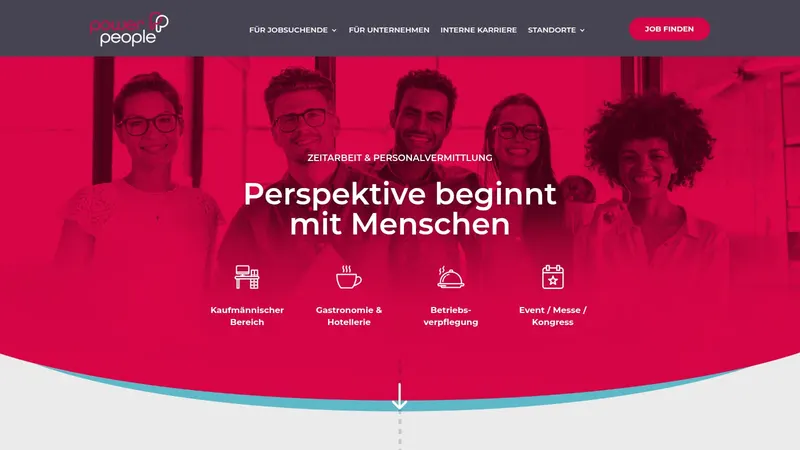 Website von Power People, Personalberatung, Startseite