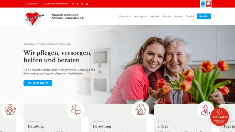 Website von Sozialstation Osterburken, Pflege und Soziales, Startseite