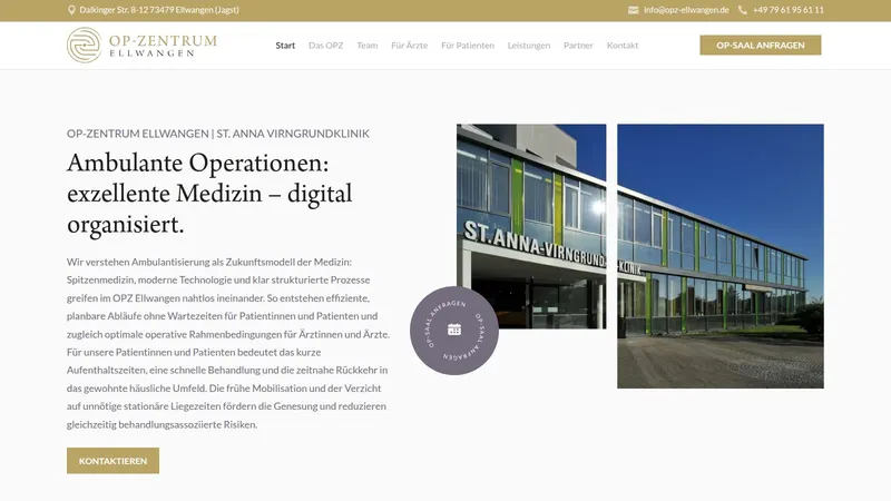 Website von Opz Ellwangen, Arztpraxis, Startseite