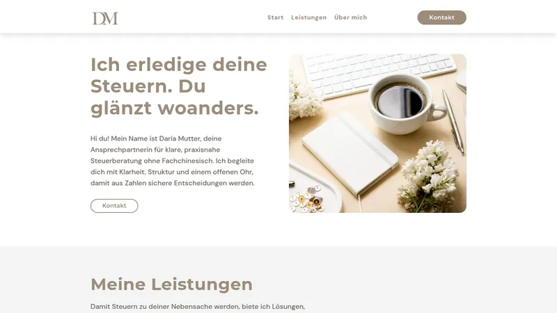 Website von Mutter Stb, Dienstleistung, Startseite